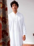 Male's Nightshirt - White in White, in size , made of soft cotton for 