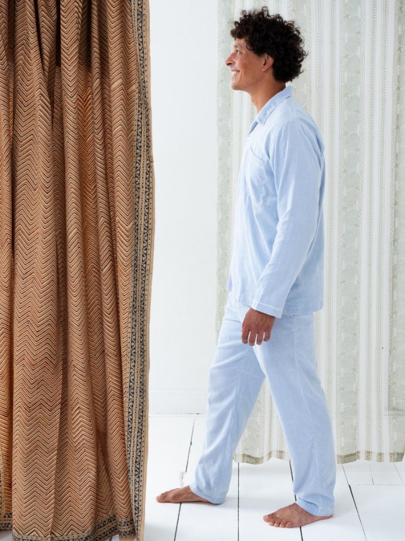 Male's Pyjama - Blue Stripes in , in size , made of soft cotton for 