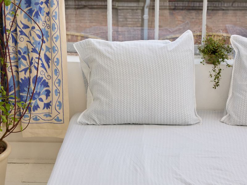 Drap - Fleur Bleu - La Collection Coton Cachemire