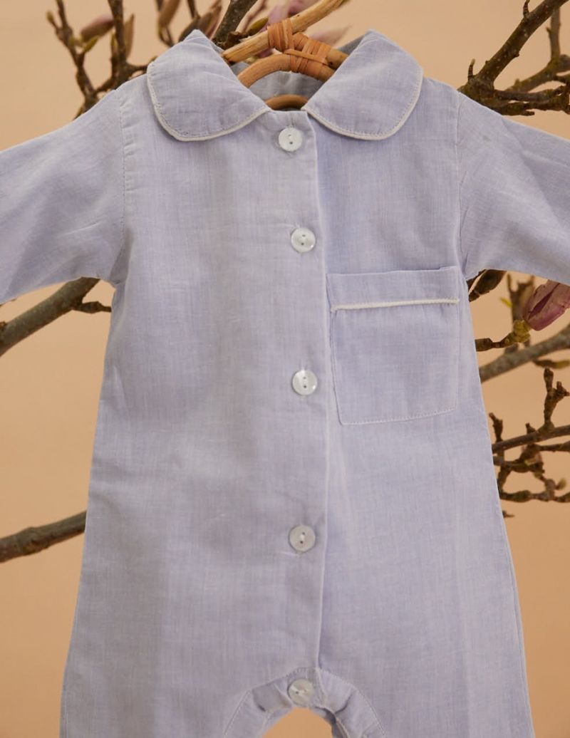 Baby Onesie - Blue - The Cotton Cashmere Collection