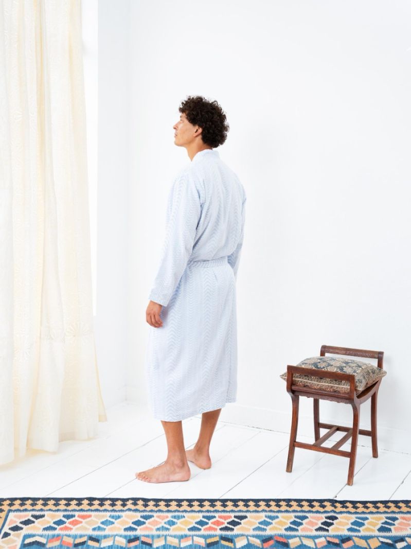 Dressing Gown - Blue Udaipur - Die Cotton-Cashmere-Kollektion