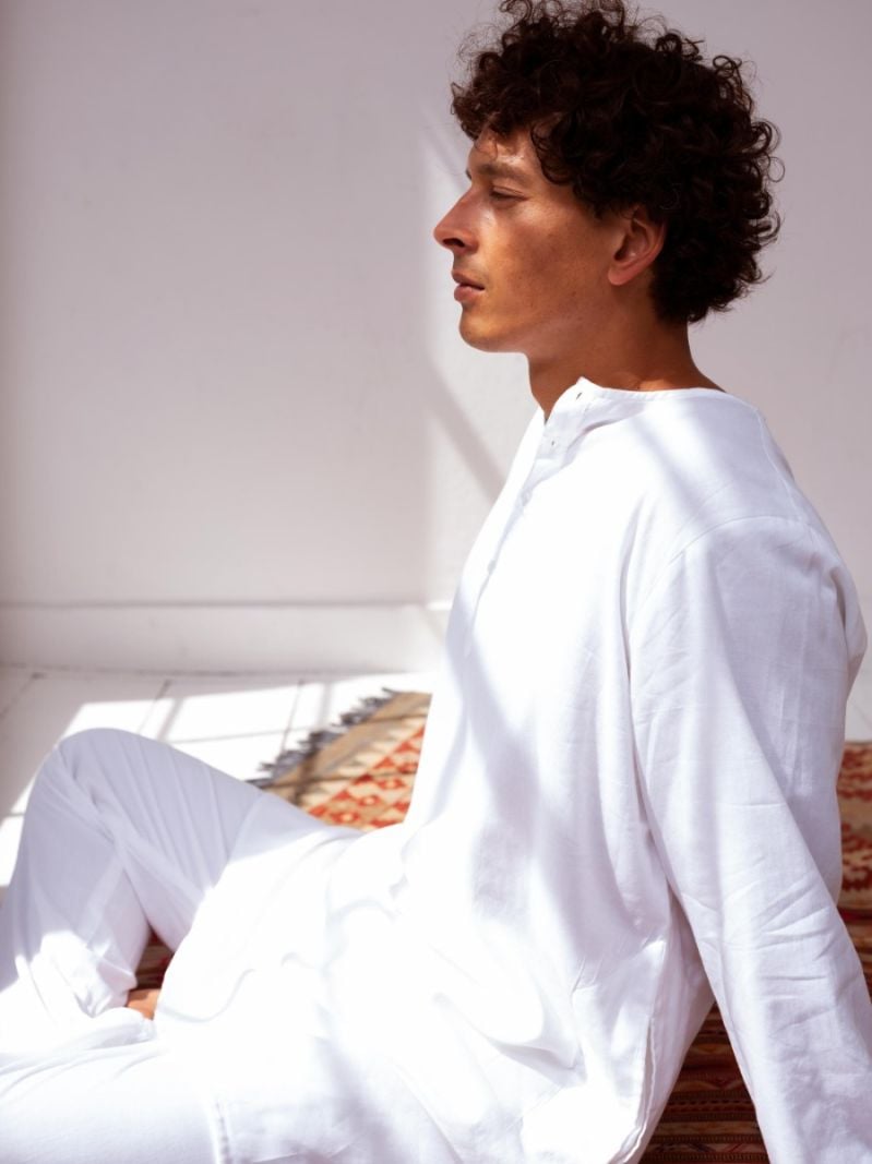 Pyjama V-neck - Weiss - Die Cotton-Cashmere-Kollektion