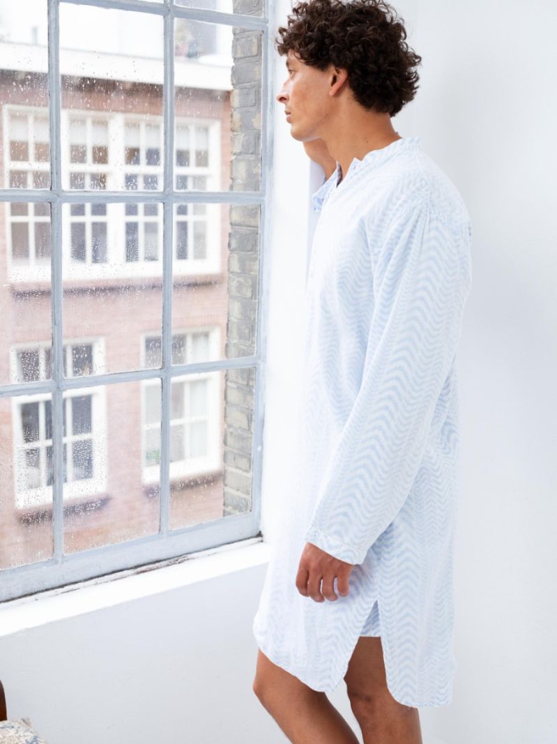 Nightshirt - Blue Udaipur - La Collection Coton Cachemire