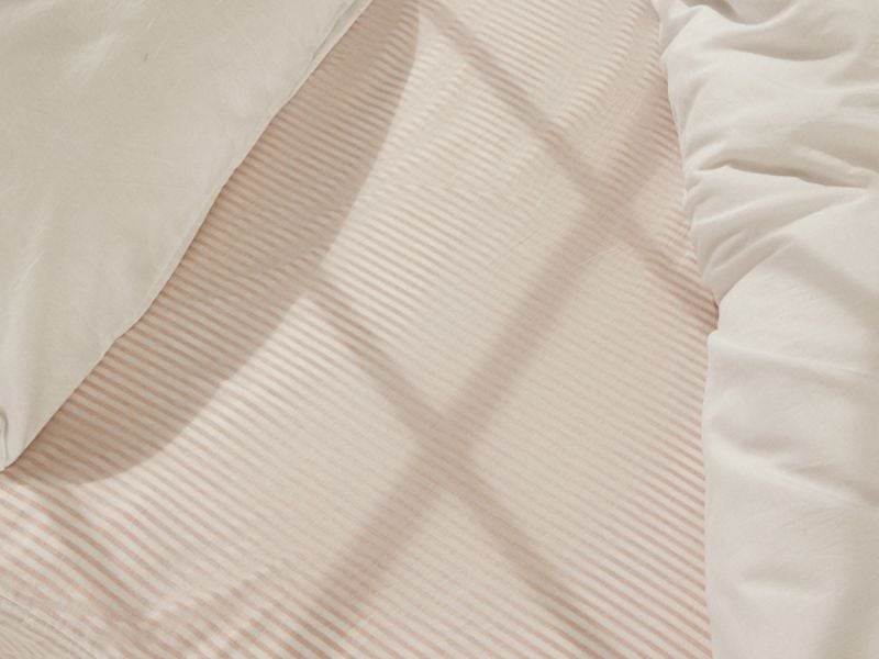 Drap housse - Rayures Beige - La Collection Coton Cachemire