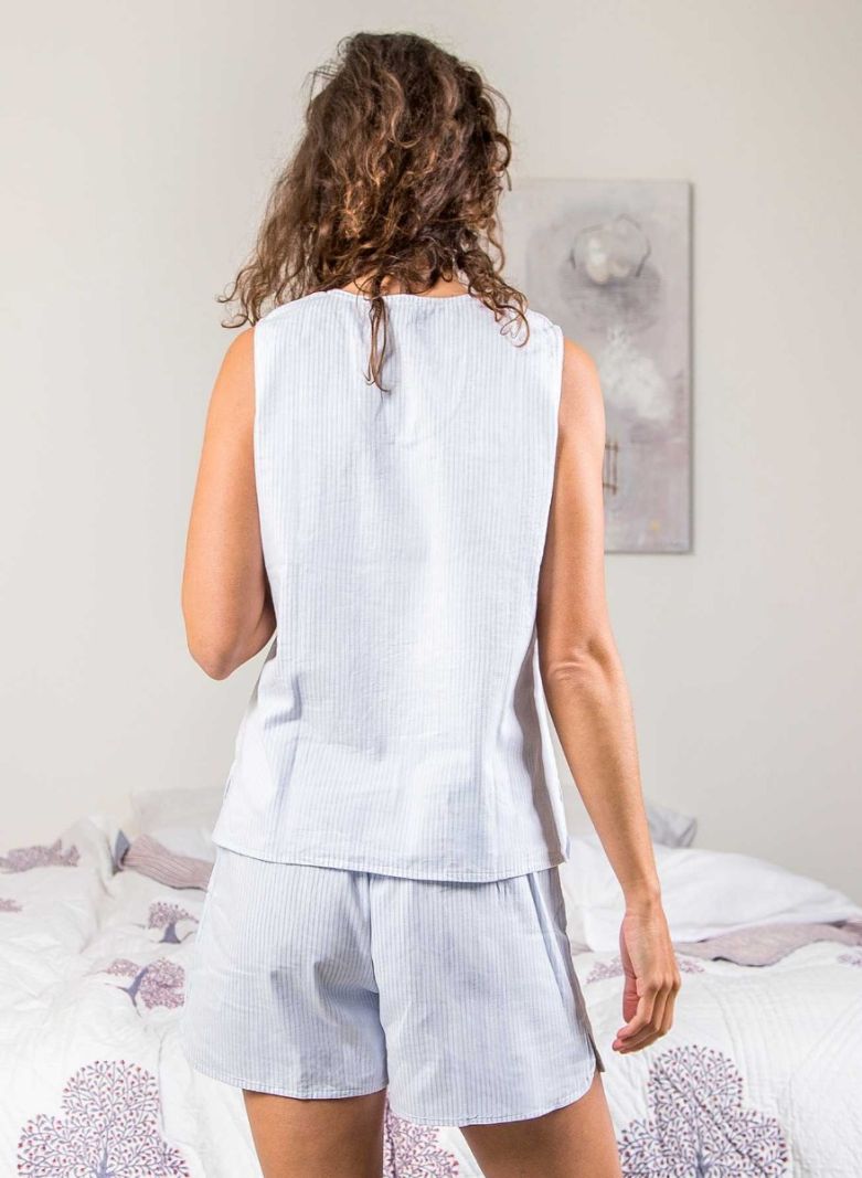 Night Set - Blue Stripes - The Cotton Cashmere Collection