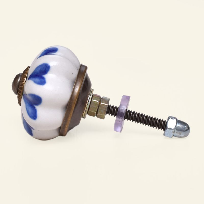Drawer and Door Knobs - Blue Hearts Ceramic