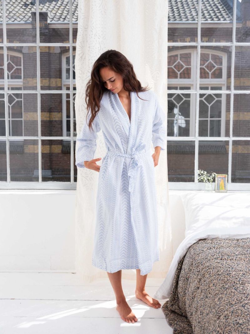 Dressing Gown - Blue Udaipur - Die Cotton-Cashmere-Kollektion
