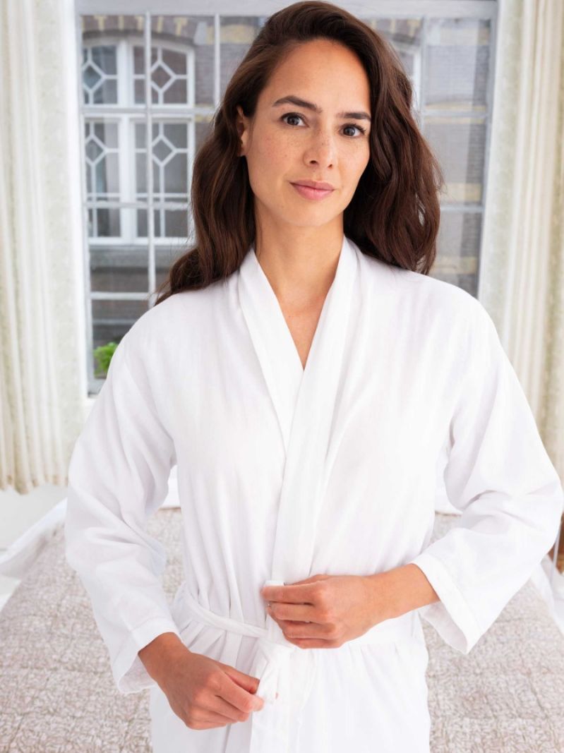 Ochtendjas - Wit - The Cotton Cashmere Collectie